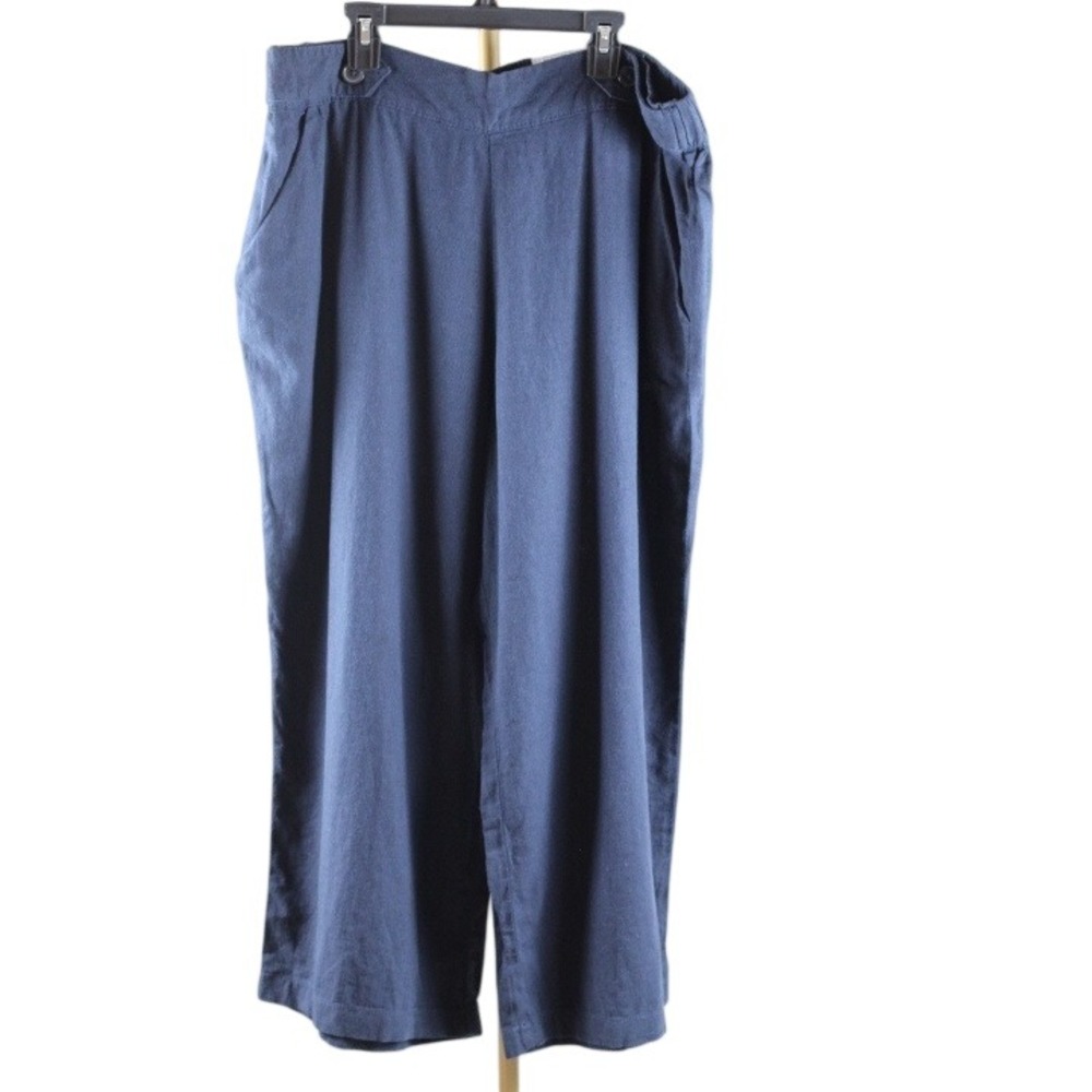 Croft & Barrow Navy Blue Mid Rise Crop Wide Leg Pants XL New